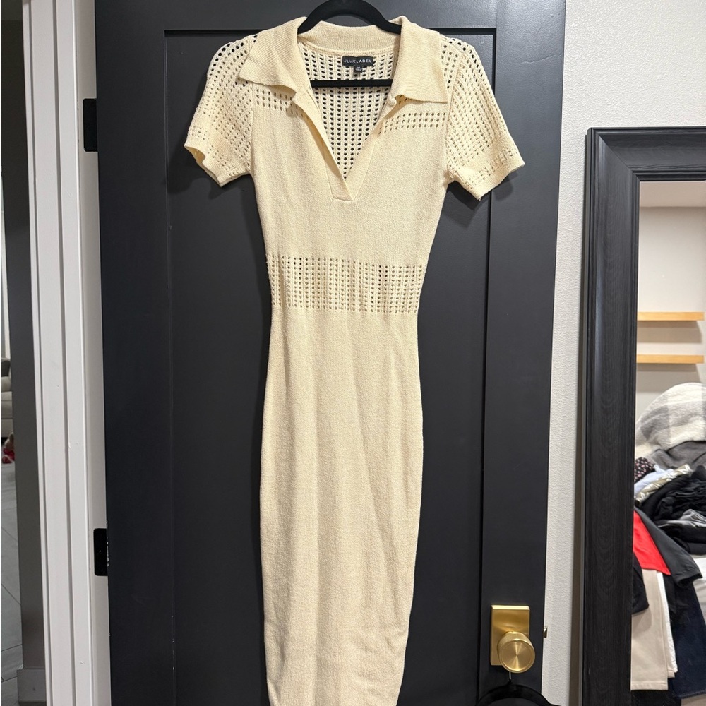 JLUXLABEL Cream Knit Midi Dress